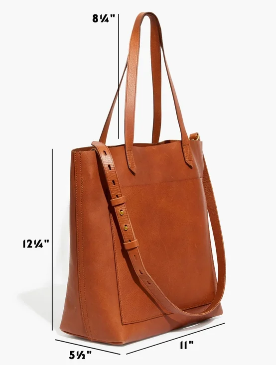 Madewell Classic True Black Leather The Medium Transport Tote Travel Minimalist - Picture 4 of 14